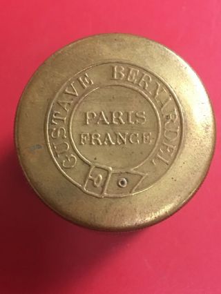 Antique Gustave Bernardel Violin Wax Container Paris France.  Brass