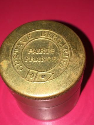 Antique Gustave Bernardel Violin Wax Container Paris France.  Brass 3