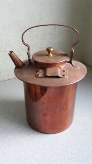 Antique Copper Kettle / Tea Pot - Arts Crafts - 10 Inches Tall - Loose Spout