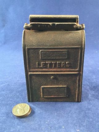 Antique Vintage Cast Iron (ci) Still Bank - U.  S.  Mail Box.  Made In Japan