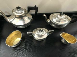 Gorham Sterling Silver 5 Piece Tea & Coffee Set With Sugar Creamer Waste Bowl