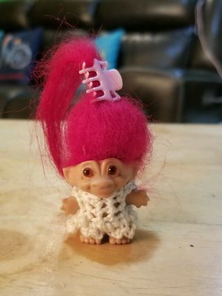 1960s Vintage Scandia House 1.  5 " She Pencil Topper Troll Doll