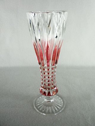 Rare Antique Baccarat Crystal Glass Piccadilly Pink Overlay Vase