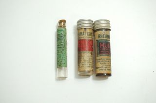 3 Antique Glass Medicine Viles 2 Munyon 