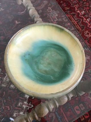Antique Fulper Arts & Crafts Pottery Flambe Glaze Green Yellow 10 3/4” Bowl 2