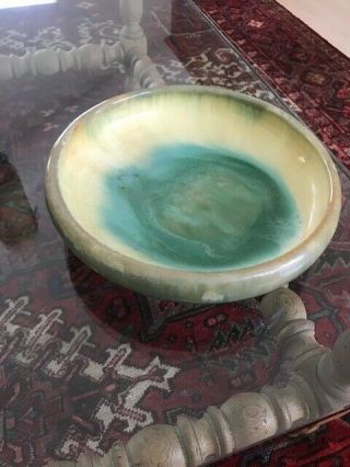 Antique Fulper Arts & Crafts Pottery Flambe Glaze Green Yellow 10 3/4” Bowl 3