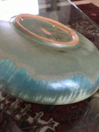 Antique Fulper Arts & Crafts Pottery Flambe Glaze Green Yellow 10 3/4” Bowl 4