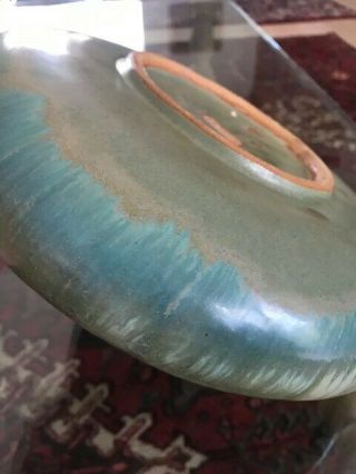 Antique Fulper Arts & Crafts Pottery Flambe Glaze Green Yellow 10 3/4” Bowl 7