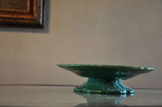 Antique Green Mjolica Pedistal dish,  water lily Pattern 3