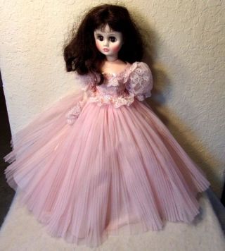 Rare Gorgeous Vintage Madame Alexander Elise Pleated Pink Dress 16 " Tall
