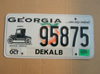 1 - 2000 Georgia Antique Vehicle License Plate In Cnd.  Minor Wear,  Light Scuffs