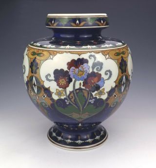 Antique Rozenburg Den Haag Dutch Pottery - Hand Painted Large Vase - Art Deco 6