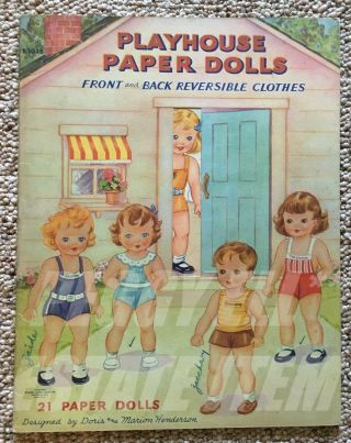 1941 Playhouse Paper Dolls Book By Doris & Marion Henderson 21 Dolls Book