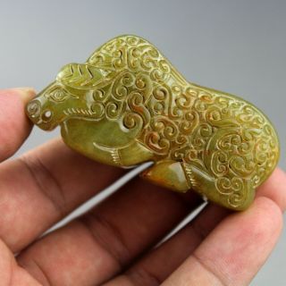 2.  4  China Old Jade Chinese Hand - Carved Animal Beast Statue Jade Pendant 2114