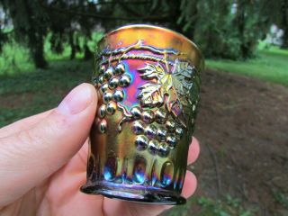Northwood Grape & Cable Antique Carnival Art Glass Whiskey Shot Glass Purple