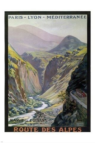 Road To The Alpes Mountains Vintage French Travel Poster Collectors 24x36