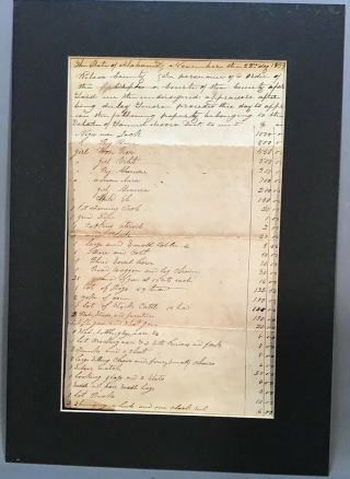 1839 Antique 19thc Ephemera Alabama Estate Appraisal Old Slave Receipt Letter