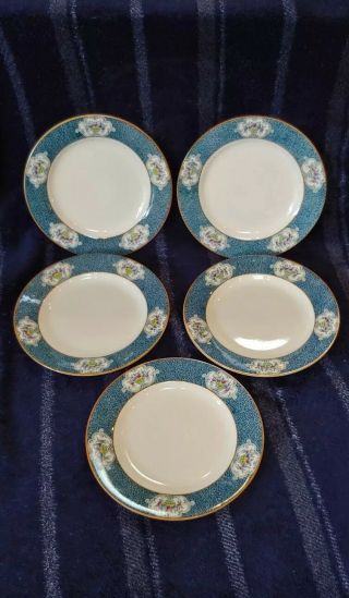 5 Antique J&g Meakin 7 " Bread Plates,  Newark Pattern Circa 1910 - 12