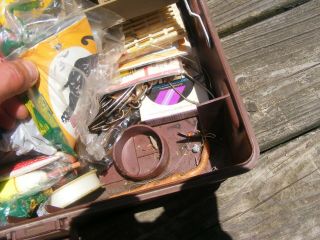 ESTATE FIND Vintage Fishing My Buddy Tackle Box FULL OLD LURES FROGS SPOONS 6
