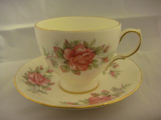 Queen Anne Bone China Made In England Cup And Saucer Pink Roses