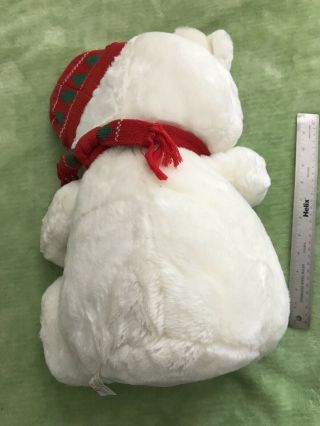 Vintage 1990 WHITE CHRISTMAS BEAR PLUSH Toy Xmas Large HTF Hat & Scarf Chosun 4