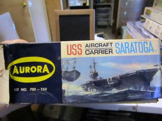Vintage Unassembled Plastic Model Kit - U.  S.  S.  Saratoga Aircraft Carrier 4