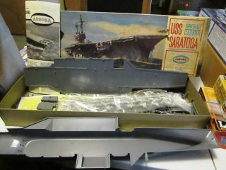 Vintage Unassembled Plastic Model Kit - U.  S.  S.  Saratoga Aircraft Carrier 5