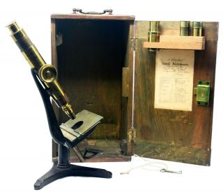 Antique Brass Powell And Lealand Student (" The Iron ") Microscope,  1847 - 57