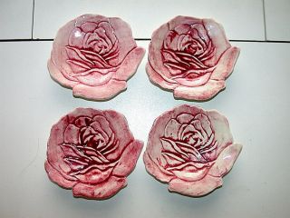 Antique Four Stangl Pottery Flat Rose Ashtrays