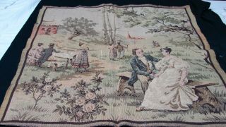 Antique Early Vintage 20 " X 20 " Made In Italy Tapestry