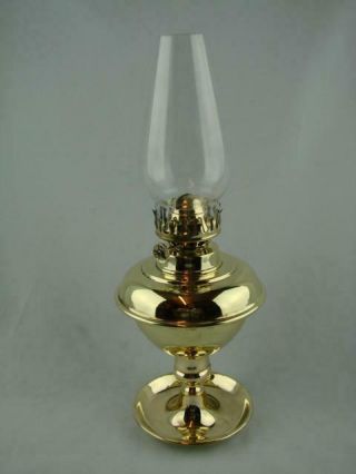 Antique Polished Brass Small Oil Lamp,  Single Wick Burner