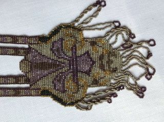 Antique Micro Bead Vintage Art Deco Victorian Flapper Necklace Purple Gold 3
