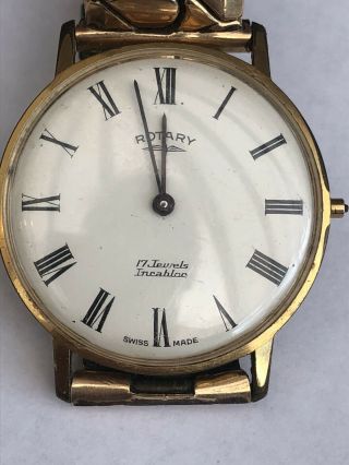 Gents Mechanically Winding Rotary Wristwatch Missing Winding Button
