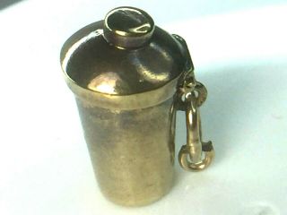 Antique 14k Yellow Gold Mechanical Trash Bin With Lid Charm.  1.  3g.