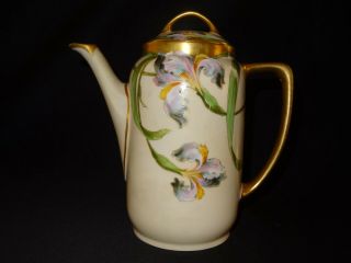 Antique Kpm Handpainted Coffee Tea Pot - Art Nouveau Artist Signed