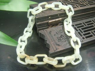 Antique Chinese Celadon Nephrite Hetian - OLD jade bangle Concentric lock bracelet 2