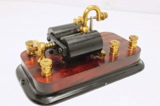 Antique Telegraph Key Sounder Brass Wood Signal Electric Menominee Mich 150 Ohms