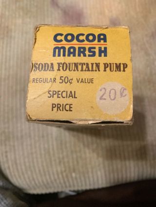 RARE ANTIQUE COCOA MARSH SODA FOUNTAIN PUMP 50 ' s or 60 ' s VINTAGE 5