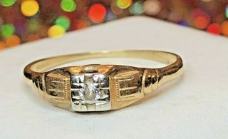 Antique 18k & 14k White Yellow Gold Diamond Ring Art Deco Wedding Engagement
