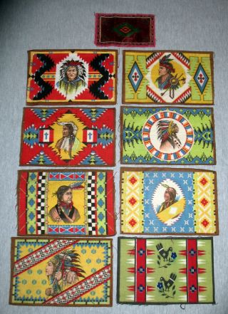 9 Antique Tobacco Cigarette Felts Flannel Dollhouse Rugs Most Indian Chiefs