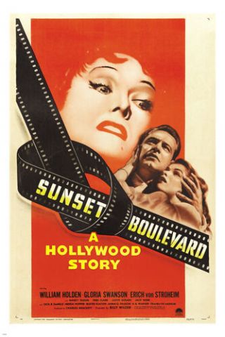 Sunset Blvd Vintage Movie Poster William Holden Gloria Swanson 24x36 Drama