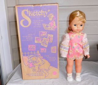 Vintage 1969 Mattel Sketchy Doll & Box Issue