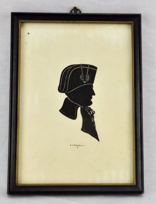 Antique Napoleon Silhouette 5 ½” X 7 ½”,  Signed D.  Stryker.  (bi Mk/171103)