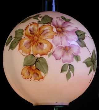Antique 19c B&H 2332 Brass Banquet Parlor Oil Lamp 3ft Painted Floral 11 