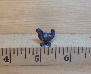 Vintage Miniature Dollhouse Metal Pewter? Chicken Signed Vix