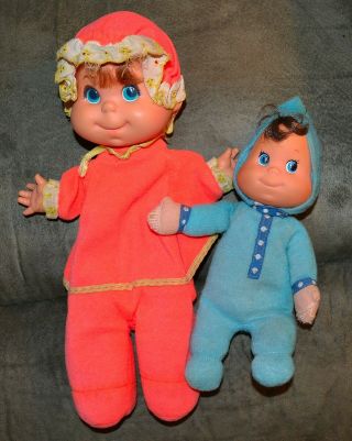 2 Vintage 1973 Mattel Baby Beans Orange Pajamas Puppet & 1970 Itsy Bitsy 8 " Doll