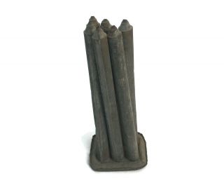 Antique Primitive 19th Century Early Tin Candle Mold Tapers Six 6 Candles Old