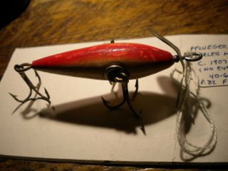 Antique - C.  1907 - - Pflueger Peerless Minnow - Fishing Red - Lure