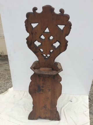 Antique Carved Chair w/ Smiling Monk Face and Melusine 5