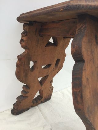 Antique Carved Chair w/ Smiling Monk Face and Melusine 6